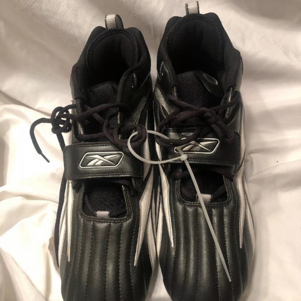 Reebok Mens Football Cleats Blk/Wh/Silver 16M
